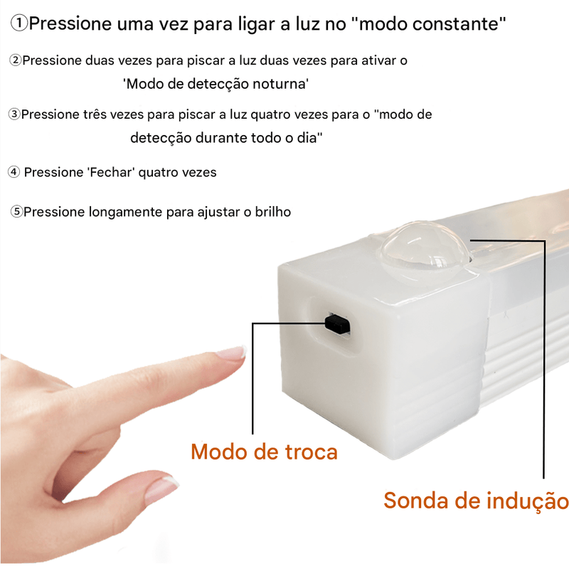 Luz LED com sensor de movimento, luz noturna LED sem fio